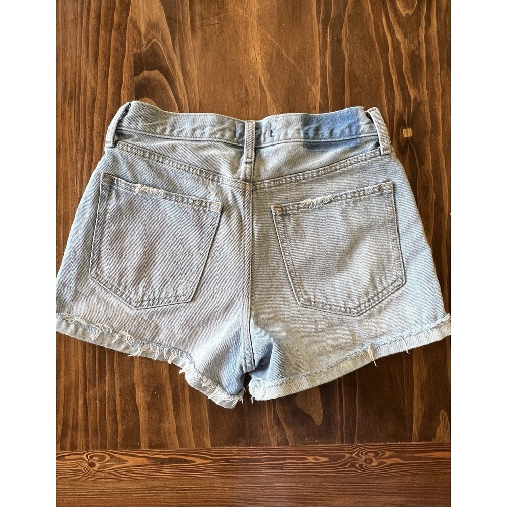 Abercrombie Fitch Annie High Rise Short Womens 4/27 Blue Denim Distressed Cutoff - Picture 4 of 4
